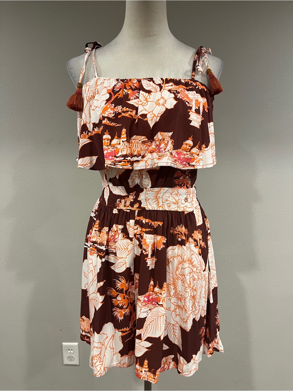 Maaji Floral Square-Neck Jumpsuit Romper size medium
